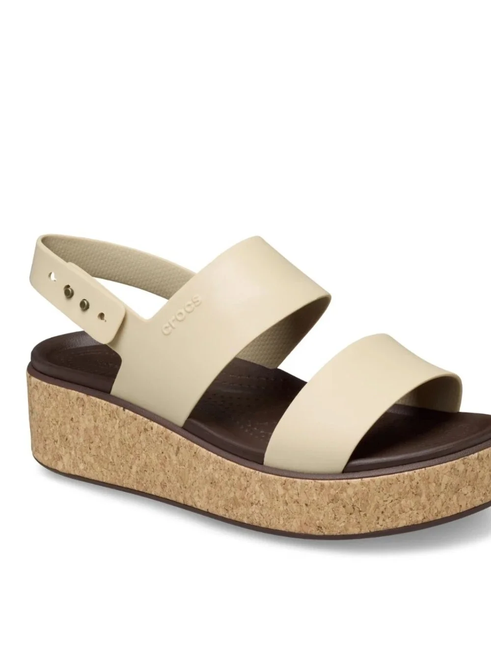 CROCS Brooklyn Cork Low Wedge Sandal Women's Platform Beige